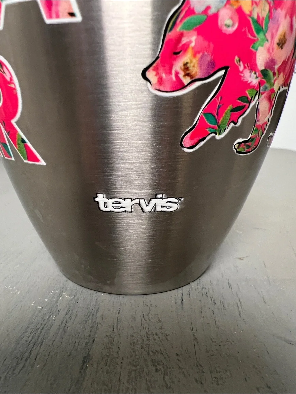 Simply Southern Pink Floral Bear Stainless Steel Tumbler - Floral Design 12 oz